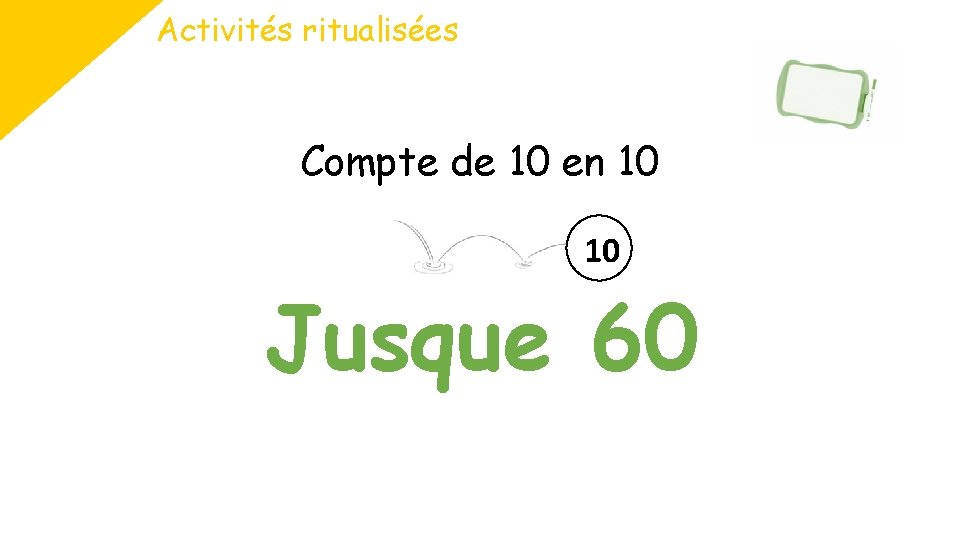 Activités ritualisées Compte de 10 en 10 10 Jusque 60 