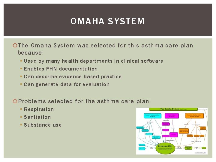 OMAHA SYSTEM The Omaha System was selected for this asthma care plan because: §