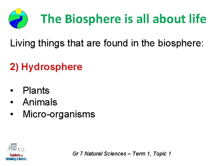 The Biosphere is all about life Living things that are found in the biosphere: