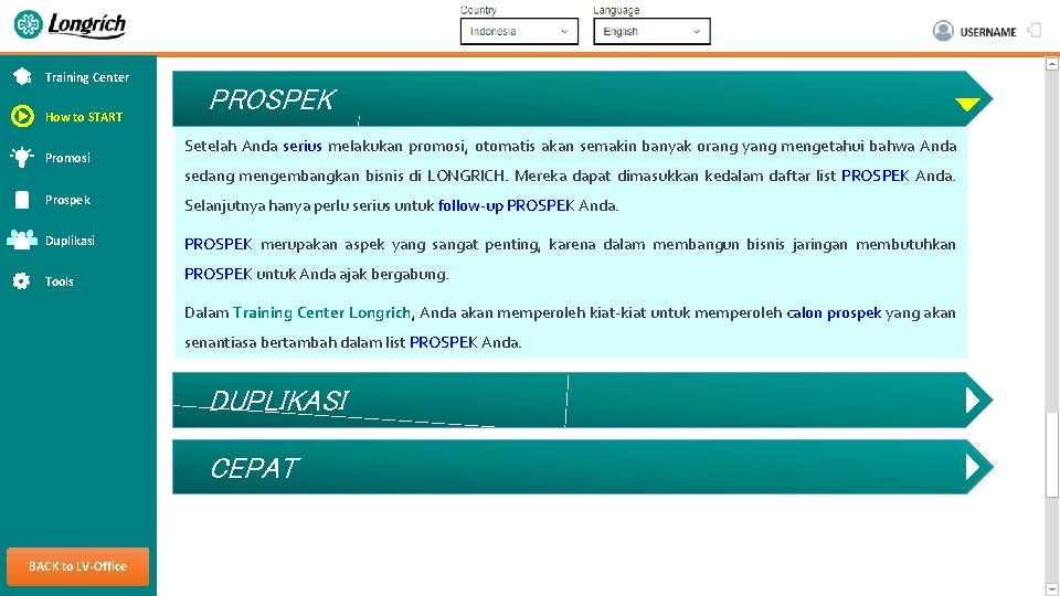 Training Center How to START Promosi PROSPEK Setelah Anda serius melakukan promosi, otomatis akan