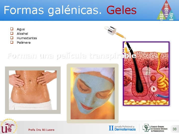 Formas galénicas. Geles q q Acti vos cos Prod méti ucto cos Ing méti