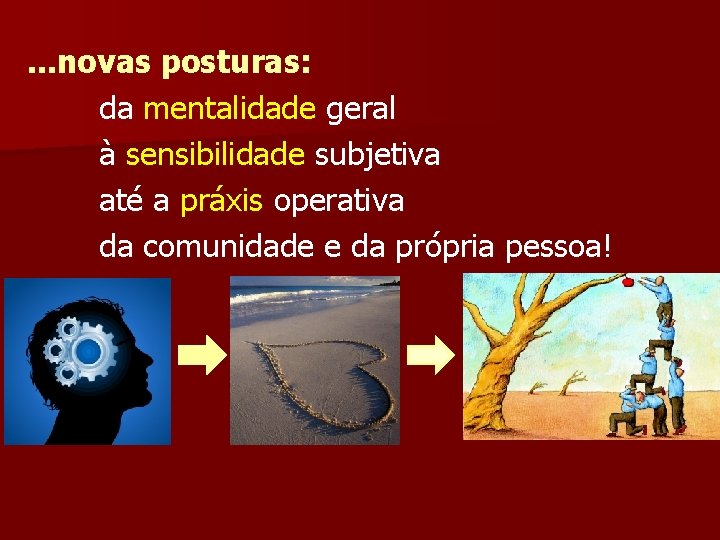 . . . novas posturas: da mentalidade geral à sensibilidade subjetiva até a práxis