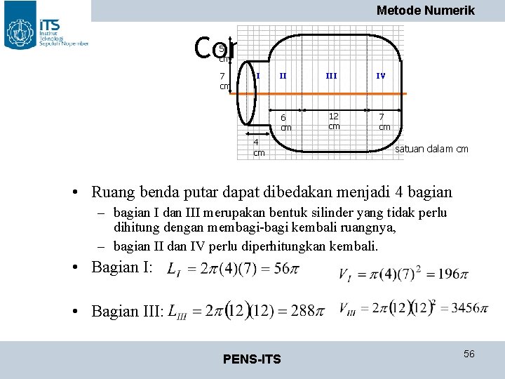 Metode Numerik Contoh : 5 cm 7 cm I II 6 cm 4 cm