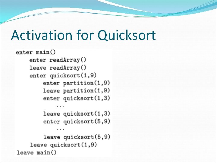 Activation for Quicksort 