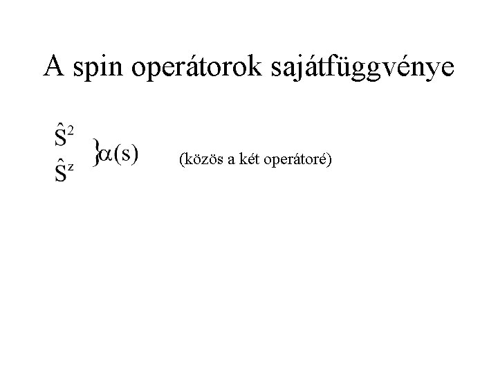 A spin operátorok sajátfüggvénye (közös a két operátoré) 