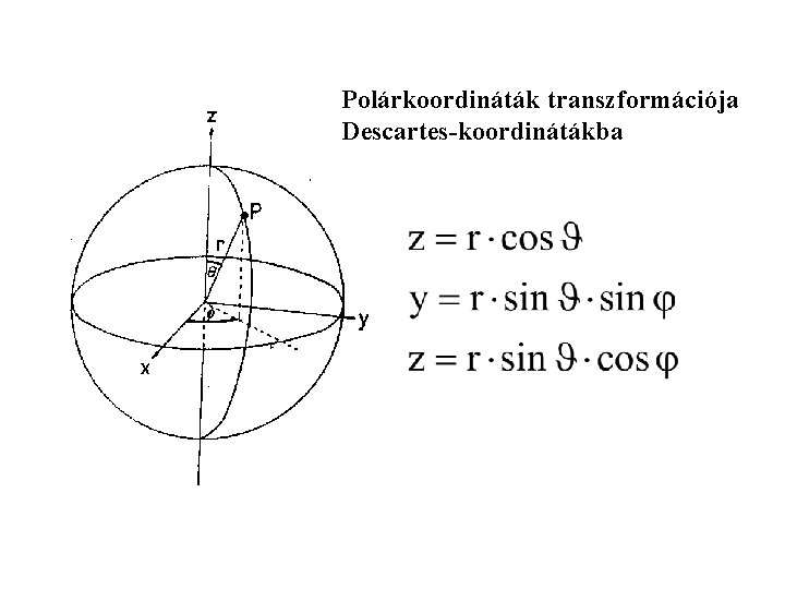 Polárkoordináták transzformációja Descartes-koordinátákba 