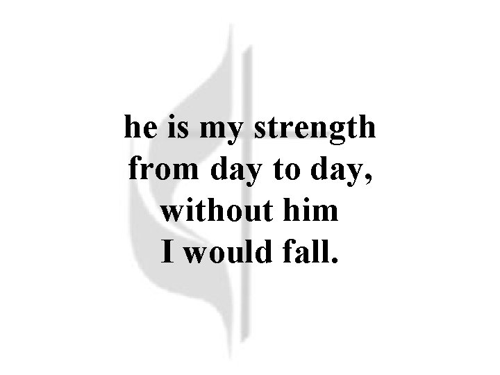 he is my strength from day to day, without him I would fall. 