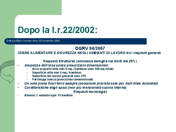 Dopo la l. r. 22/2002: Dott. ssa Elisa Corniani –Rev. 03 December 2020 DGRV