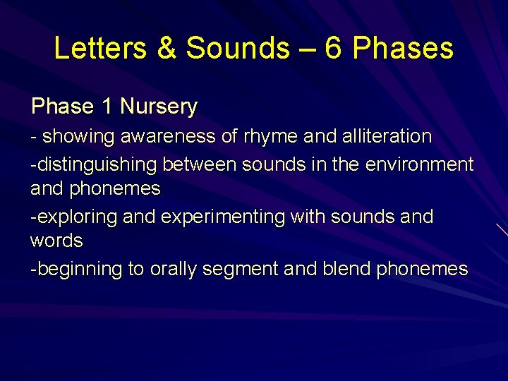 Letters & Sounds – 6 Phases Phase 1 Nursery - showing awareness of rhyme