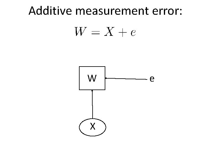 Additive measurement error: W X e 