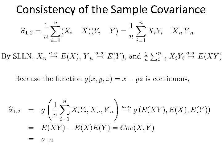 Consistency of the Sample Covariance 