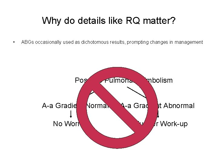 Why do details like RQ matter? • ABGs occasionally used as dichotomous results, prompting