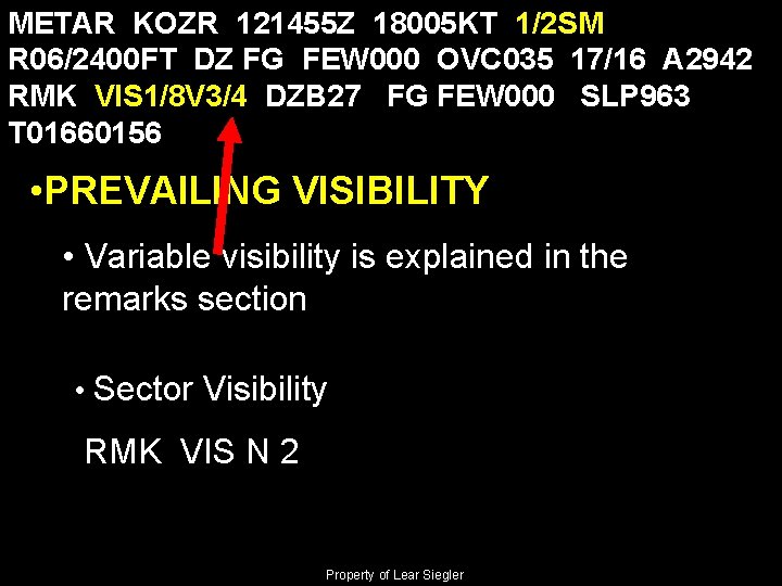 METAR KOZR 121455 Z 18005 KT 1/2 SM R 06/2400 FT DZ FG FEW
