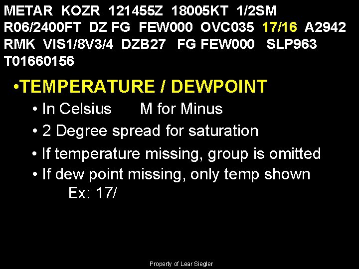 METAR KOZR 121455 Z 18005 KT 1/2 SM R 06/2400 FT DZ FG FEW