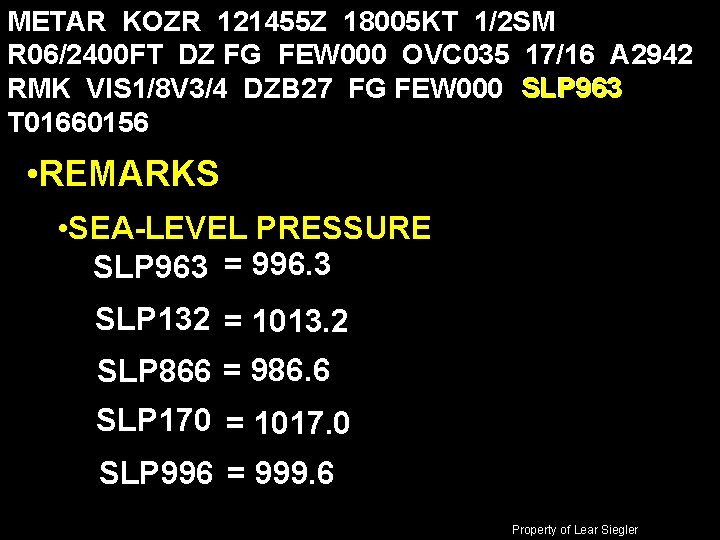 METAR KOZR 121455 Z 18005 KT 1/2 SM R 06/2400 FT DZ FG FEW