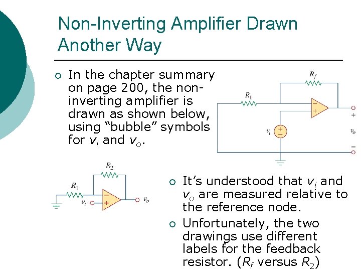 Non-Inverting Amplifier Drawn Another Way ¡ In the chapter summary on page 200, the