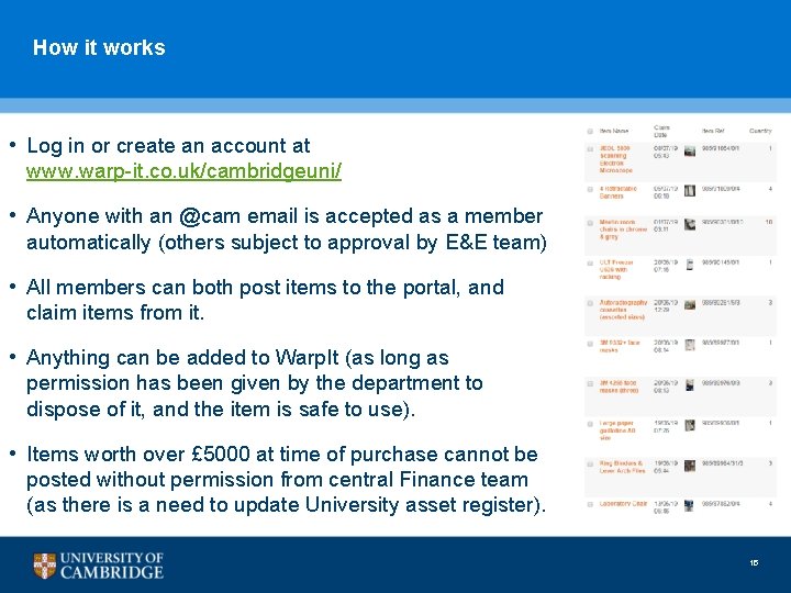 How it works • Log in or create an account at www. warp-it. co.