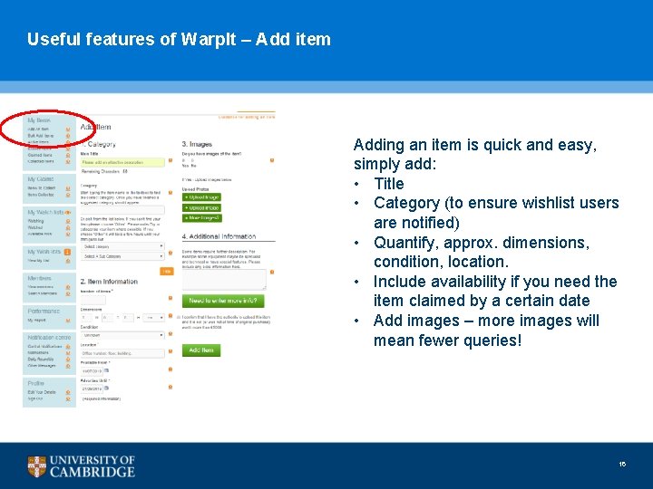 Useful features of Warp. It – Add item Adding an item is quick and