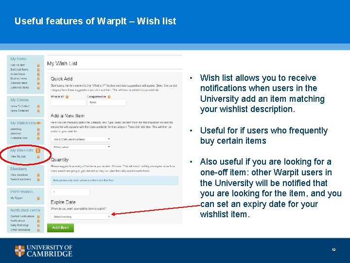Useful features of Warp. It – Wish list • Wish list allows you to Useful features of Warp. It – Wish list • Wish list allows you to