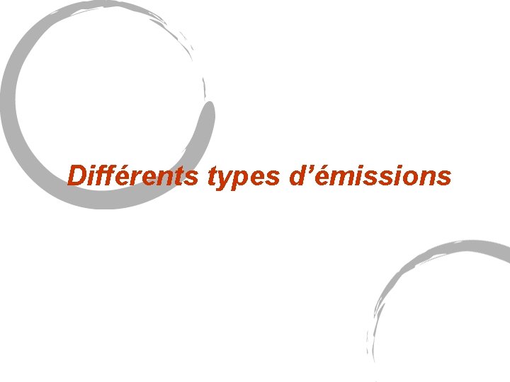 Différents types d’émissions Différents types d’émissions