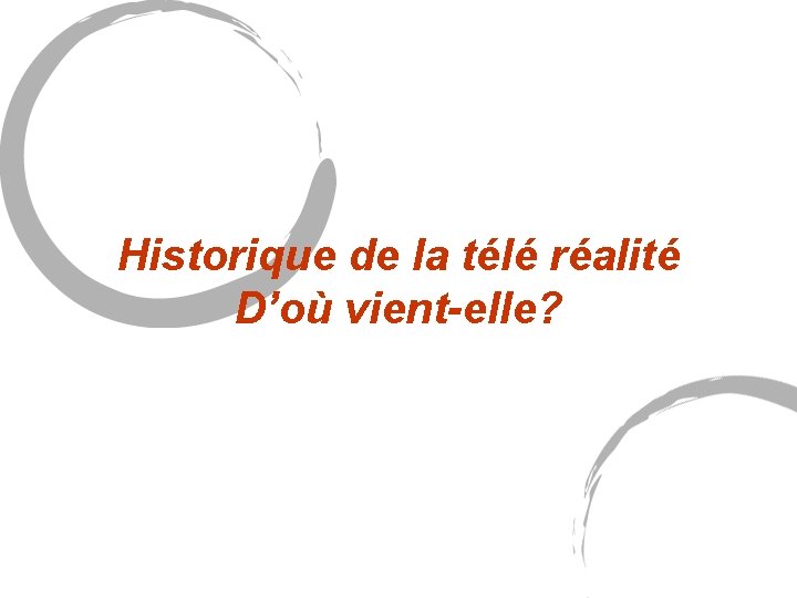 Historique de la télé réalité D’où vient-elle? Historique de la télé réalité D’où vient-elle?