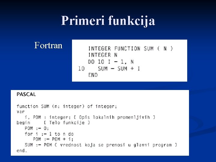 Primeri funkcija Fortran 