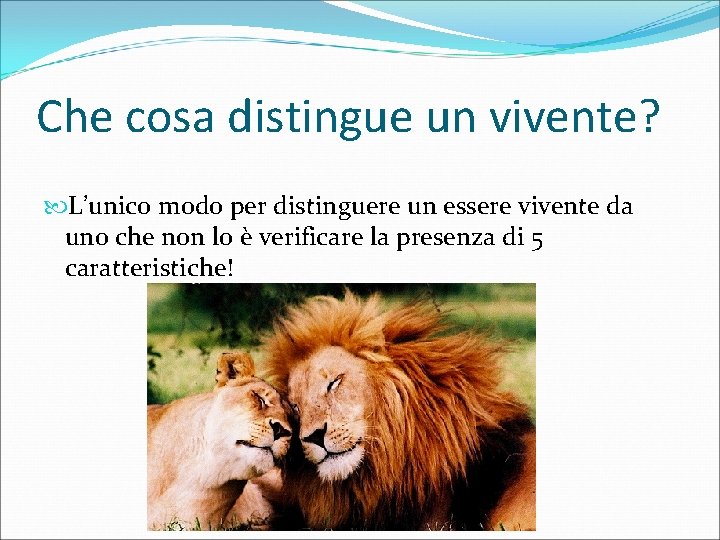 Che cosa distingue un vivente? L’unico modo per distinguere un essere vivente da uno