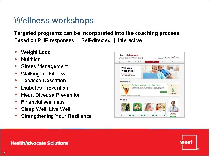 Wellness workshops Targeted programs can be incorporated into the coaching process Based on PHP