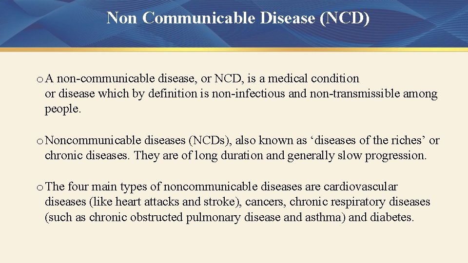 Non Communicable Diseases Osama A Samarkandi Ph D