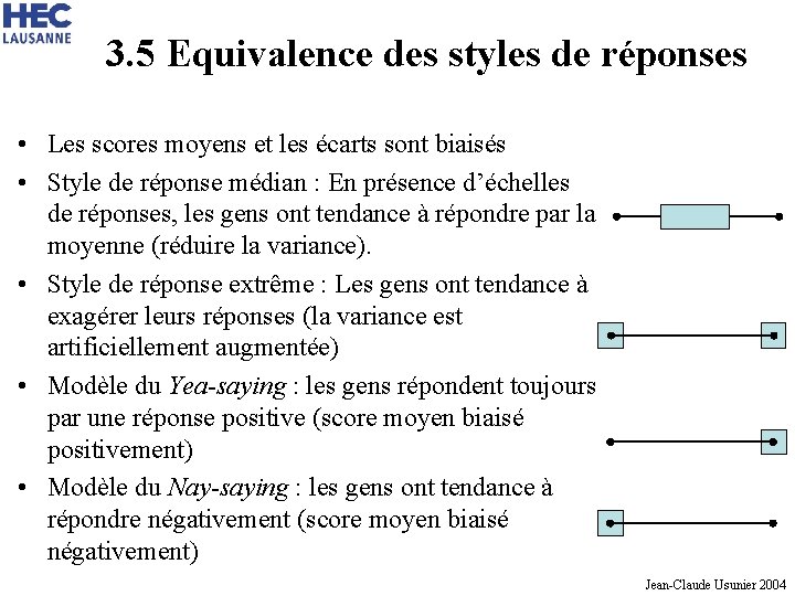 3. 5 Equivalence des styles de réponses • Les scores moyens et les écarts