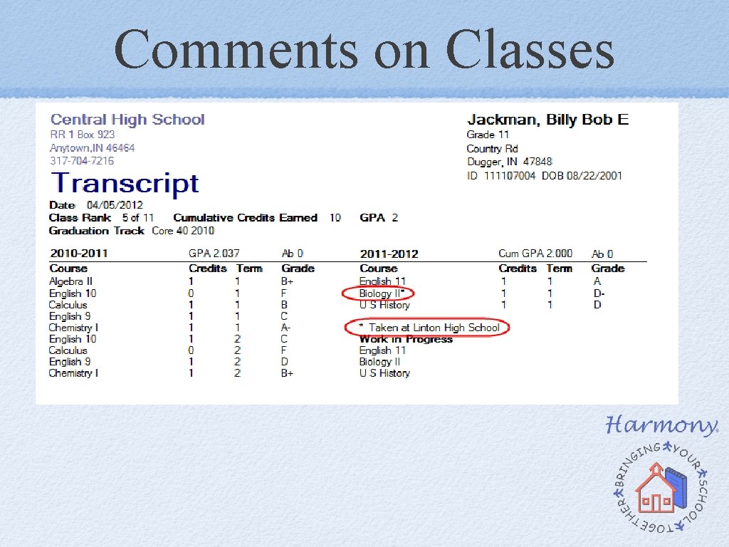 Comments on Classes Comments on Classes