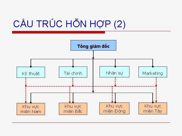 CẤU TRÚC HỖN HỢP (2) Tổng giám đốc Kỹ thuật Tài chính Nhân sự