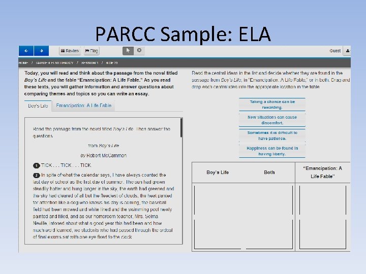 PARCC Sample: ELA 