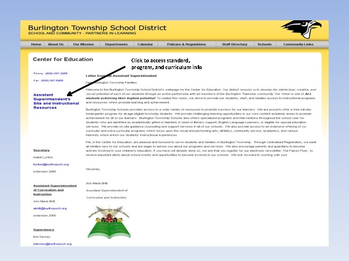 Click to access standard, program, and curriculum info 