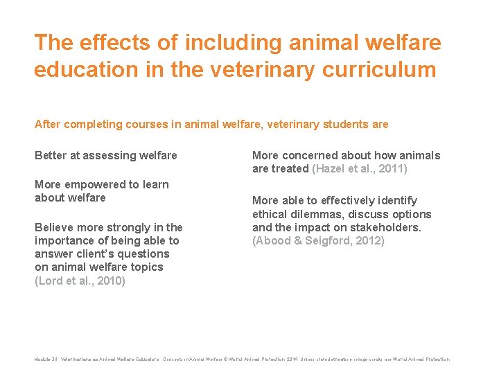 The effects of including animal welfare education in the veterinary curriculum After completing courses