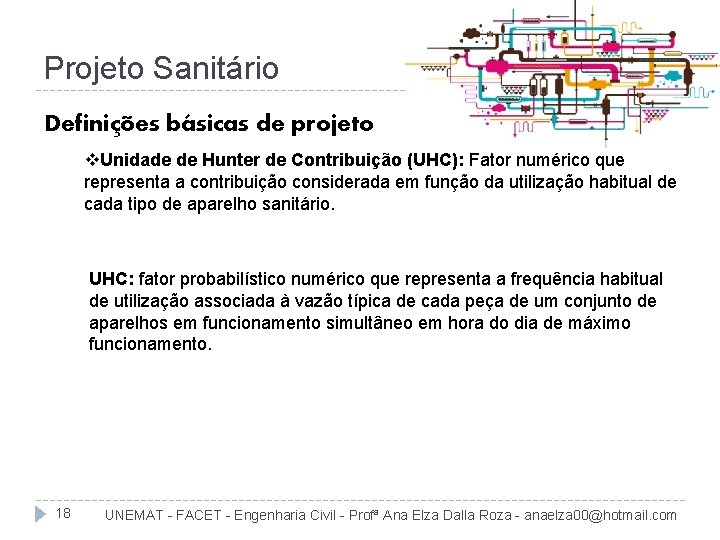 Projeto Sanitário Definições básicas de projeto v. Unidade de Hunter de Contribuição (UHC): Fator