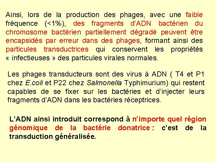Ainsi, lors de la production des phages, avec une faible fréquence (<1%), des fragments Ainsi, lors de la production des phages, avec une faible fréquence (<1%), des fragments