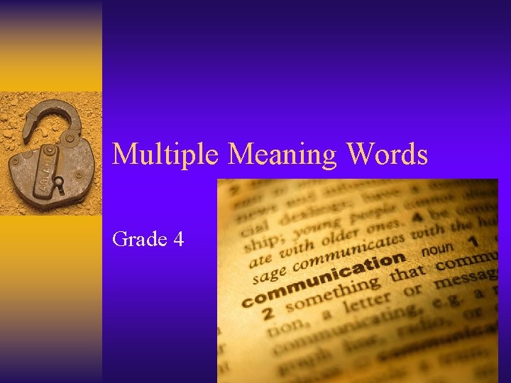 Multiple Meaning Words Grade 4 