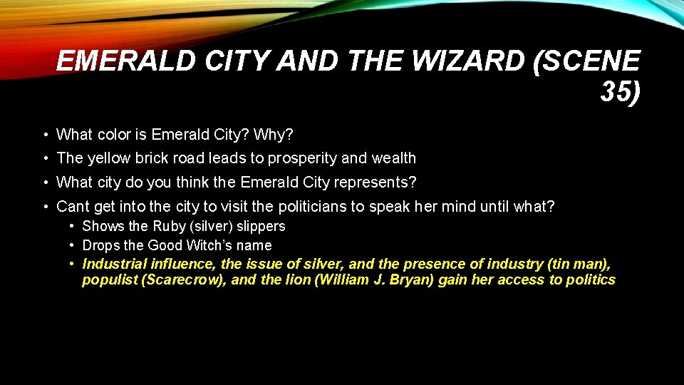 EMERALD CITY AND THE WIZARD (SCENE 35) • What color is Emerald City? Why?