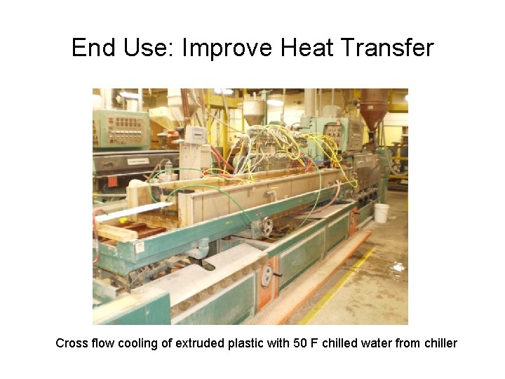 End Use: Improve Heat Transfer Cross flow cooling of extruded plastic with 50 F