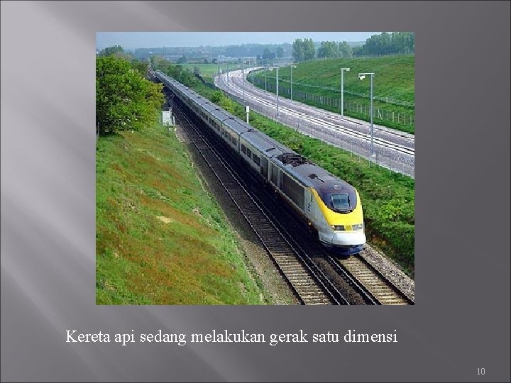 Kereta api sedang melakukan gerak satu dimensi 10 