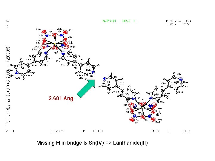 2. 601 Ang. Missing H in bridge & Sn(IV) => Lanthanide(III) 