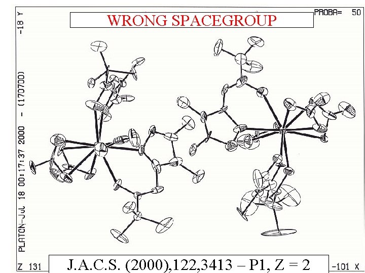WRONG SPACEGROUP J. A. C. S. (2000), 122, 3413 – P 1, Z =