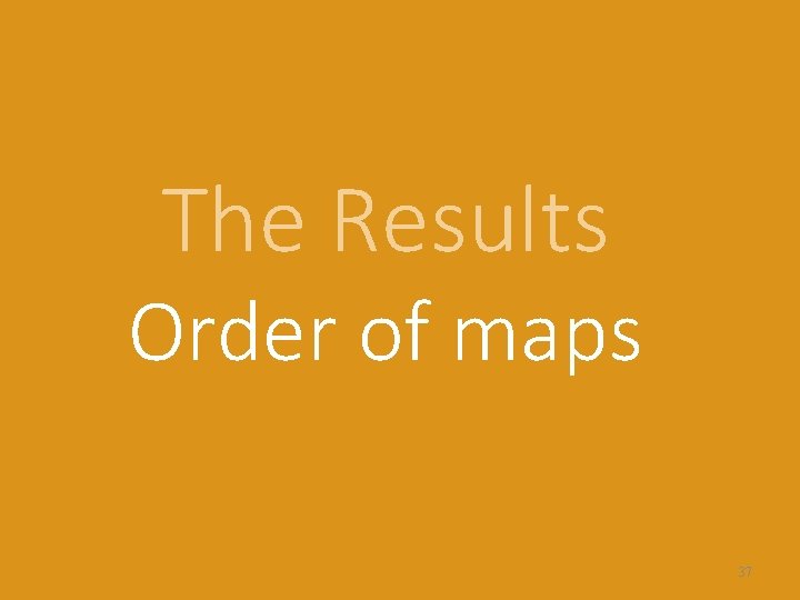 The Results Order of maps 37 