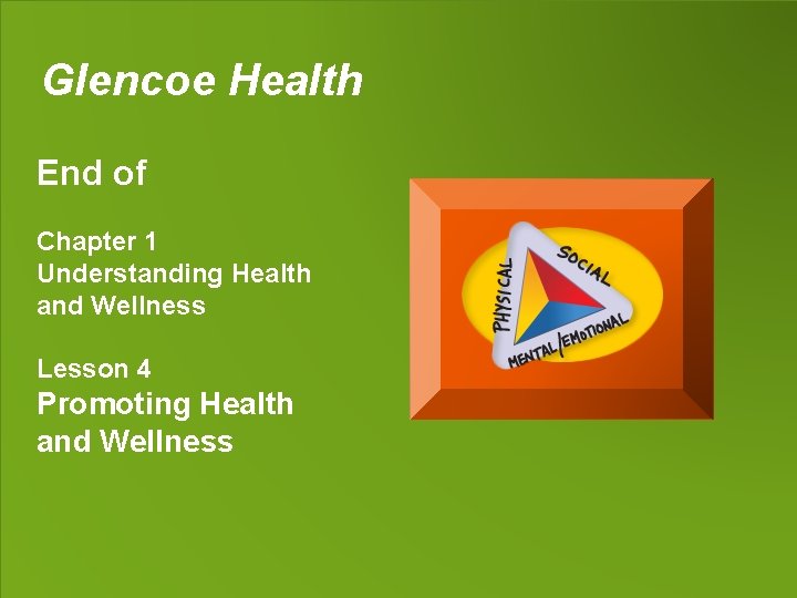 Glencoe Health End of Chapter 1 Understanding Health and Wellness Lesson 4 Promoting Health