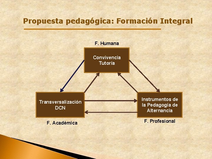 Propuesta pedagógica: Formación Integral F. Humana Convivencia Tutoría Transversalización DCN F. Académica Instrumentos de Propuesta pedagógica: Formación Integral F. Humana Convivencia Tutoría Transversalización DCN F. Académica Instrumentos de