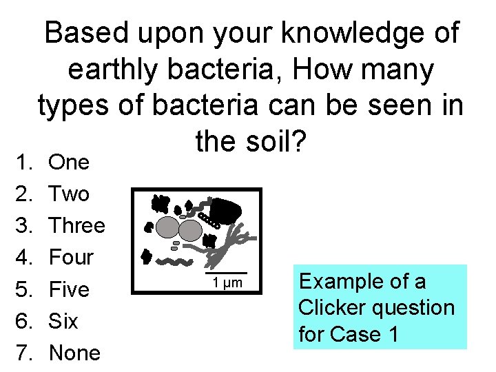 1. 2. 3. 4. 5. 6. 7. Based upon your knowledge of earthly bacteria,