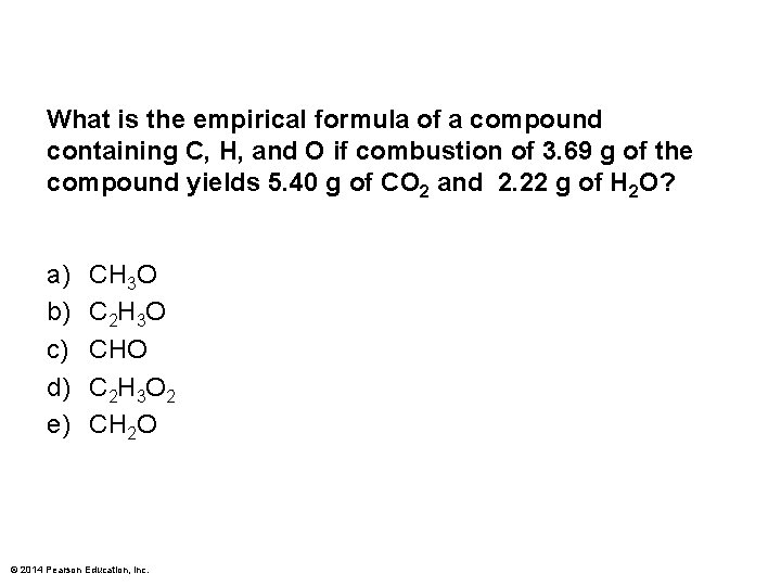 What is the empirical formula of a compound containing C, H, and O if