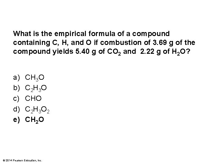 What is the empirical formula of a compound containing C, H, and O if