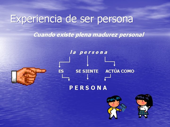 Experiencia de ser persona Cuando existe plena madurez personal la persona ES SE SIENTE